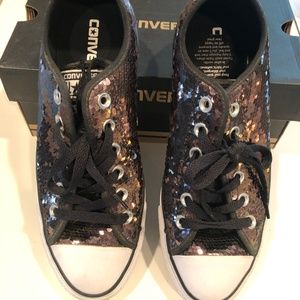 NWB Converse Black Sequin Sneakers - Size 8